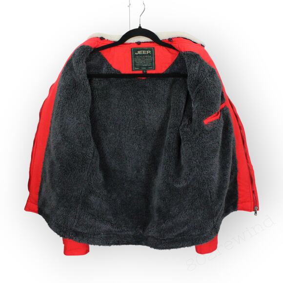 Vintage JEEP Canvas Sherpa-Lined Jacket Trucker Utility RemovableCollar - Picture 6 of 12